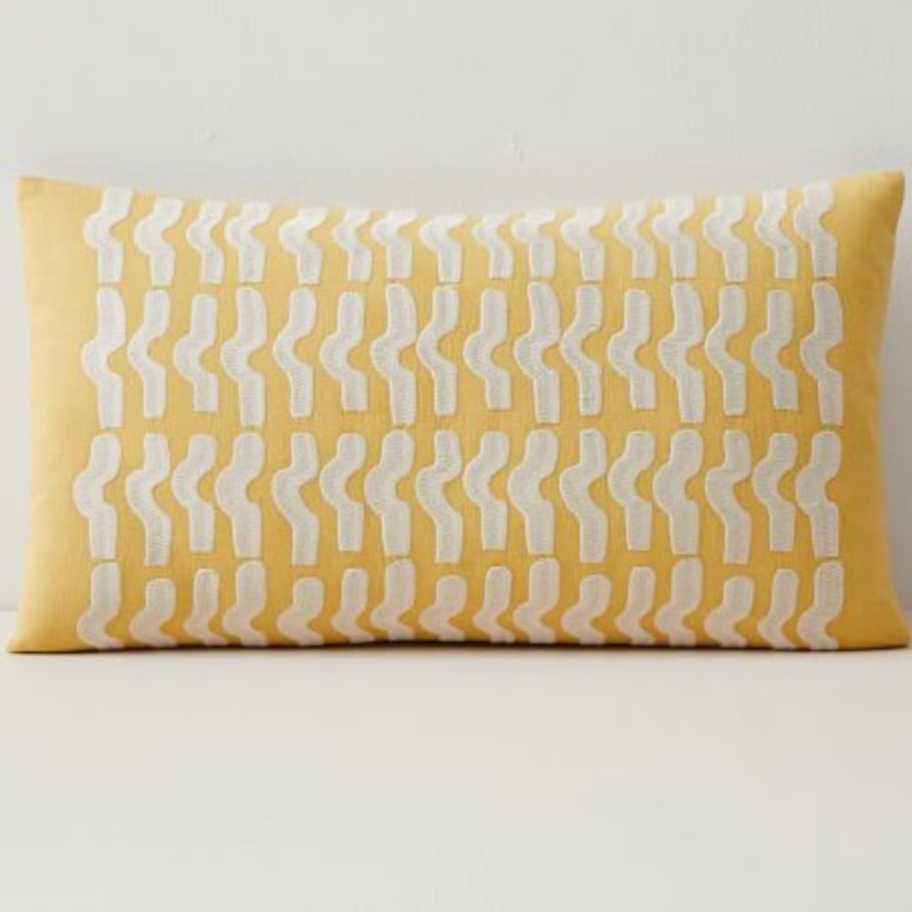 West Elm Yellow and White Decorative Lumbar Pillow set of 2